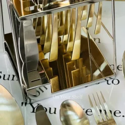 AlpenBerg Straight Up Matte Gold With Silver (26 Piece Cutlery Set)