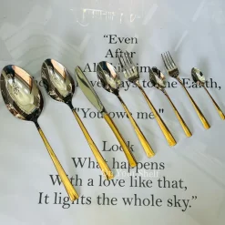 AlpenBerg Straight Up Reflective Gold With Silver (38 Piece Cutlery Set)