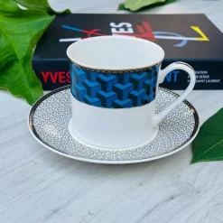 Angela Blue Geo (set of six cups and saucers)