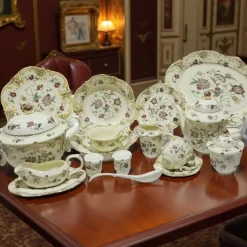 Beige & Red Dinner Set (75 Piece For 8 People)