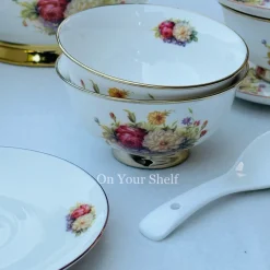 Beige Floral Soup Set (20 piece soup set)