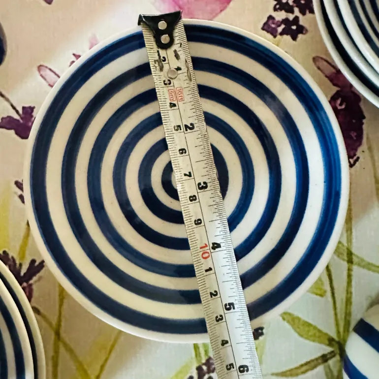 Blue & White Striped Mug & Saucer (single)