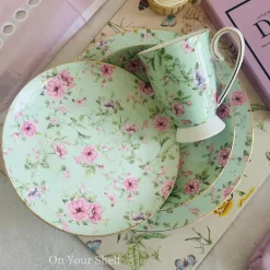 Blush & Mint Petals Plates & Mugs