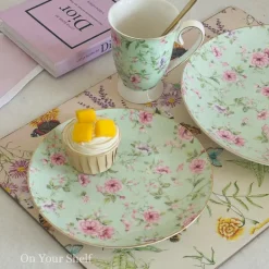 Blush & Mint Petals Plates & Mugs