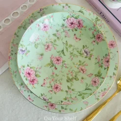Blush & Mint Petals Plates & Mugs
