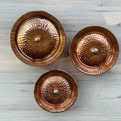 Brass Copper Serving Pot w/ Lid 6