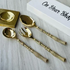 Brass Golden Serving Spoon Set of Three