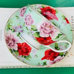 Bridgerton Tea Cups and Saucers The Queen Green Set of Six