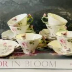 Butterfly Garden Rose Set (set of six cups and saucers)