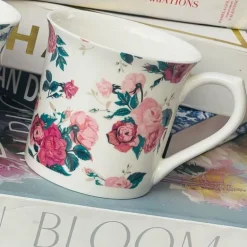 Coffee Mug Rimmed-Wide Red Roses (single piece)