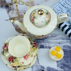 Colourful Beige Floral Tea Set (31 Piece Tea Set)