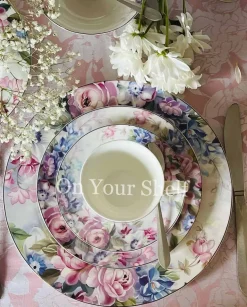 Colourful Dream Pink & Blue Floral Dinner Set (85 piece for 12 people)