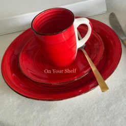Crimson Swirl Harmony Breakfast Set (16 Piece Set)