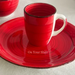 Crimson Swirl Harmony Breakfast Set (16 Piece Set)