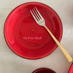 Crimson Swirl Harmony Breakfast Set (16 Piece Set)