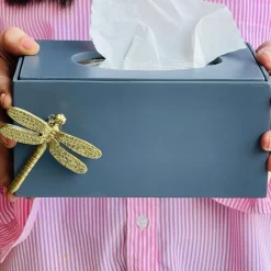 Dragonfly Laser Cut Tissue Box In Grey