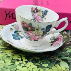 Floral Harmony, Spring Collection : Colourful Cup & Saucer (single cup and single saucer)