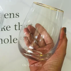 Gold Rim Tall & Curvy Glass (Set Of Six Glasses)