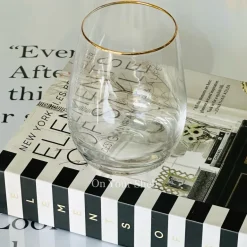 Gold Rim Tall & Curvy Glass (Set Of Six Glasses)