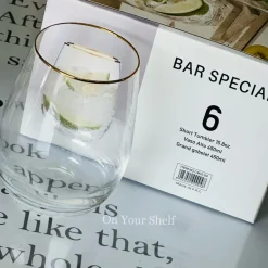 Gold Rim Tall & Curvy Glass (Set Of Six Glasses)