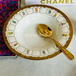 Golden Bloom Artisan Dinnerware Set (24 Piece Plate Set)