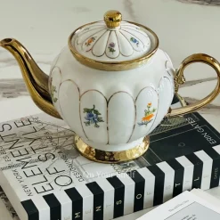 Golden Bloom Artisan Teapot (One Teapot With Lid)