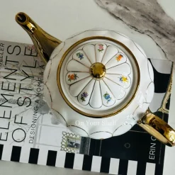 Golden Bloom Artisan Teapot (One Teapot With Lid)