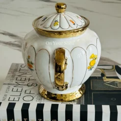 Golden Bloom Artisan Teapot (One Teapot With Lid)