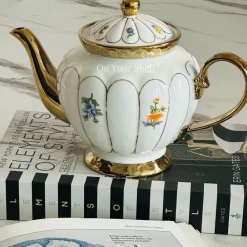 Golden Bloom Artisan Teapot (One Teapot With Lid)