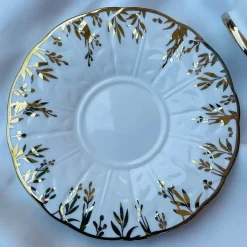Golden Leaf Songbird Tea Set (set of six cups and saucers)