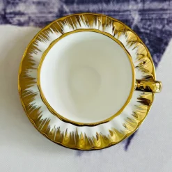 Golden Winged Haven (set of six cups and saucers, teapot, wooden stand)