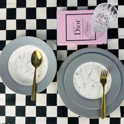 Grey and White Marble Feels (18 piece plate set)