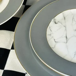 Grey and White Marble Feels (18 piece plate set)