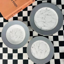 Grey and White Marble Feels (18 piece plate set)