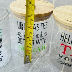 HarmonyFresh Trio: Airtight Glass Jars with Wooden Covers (set of three)