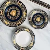 Italia Medusa Black 18 Piece Plate Set