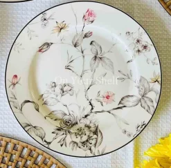 Japanese Grey Floral Serene - 18 Piece Plate Set
