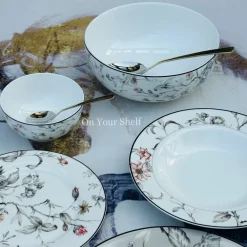 Japanese Grey Floral Serene - 18 Piece Plate Set