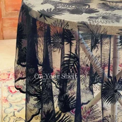 LCW Home Black Zebra Table Cloth 57x79