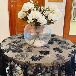 LCW Home Black Zebra Table Cloth 57x79