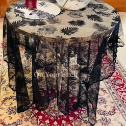 LCW Home Black Zebra Table Cloth 57x79