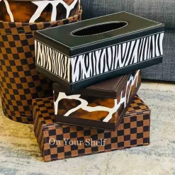 Leather Tissue Box - Giraffe