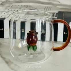 Little Brown Tulip Charm Glass Mug (Single Piece)