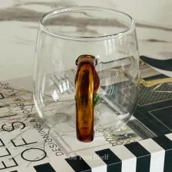 Little Brown Tulip Charm Glass Mug (Single Piece)