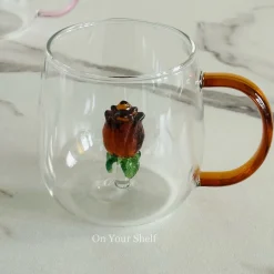 Little Brown Tulip Charm Glass Mug (Set Of Six)