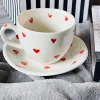 Little Red Heart (set of six cups and saucers)
