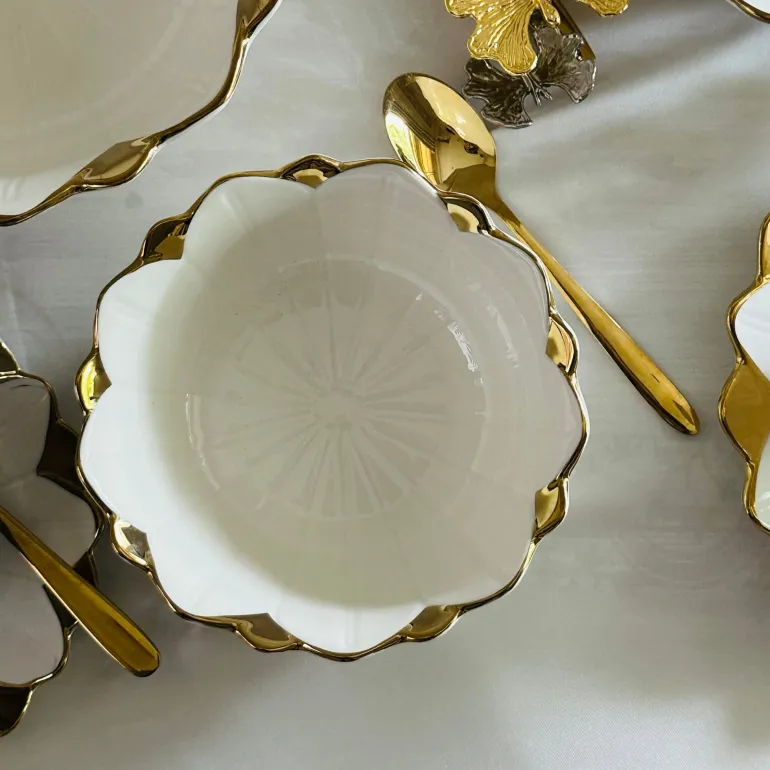 Luxury Classic Gold Tulip Soup Bowl