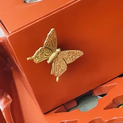 Maroon Laser Cut Tissue Box With Butterfly
