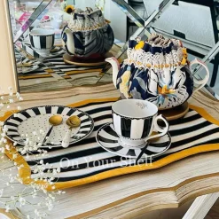 Mat Black & White Stripes Gold Border NBK