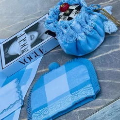 Mats & Napkin Set Blue Check